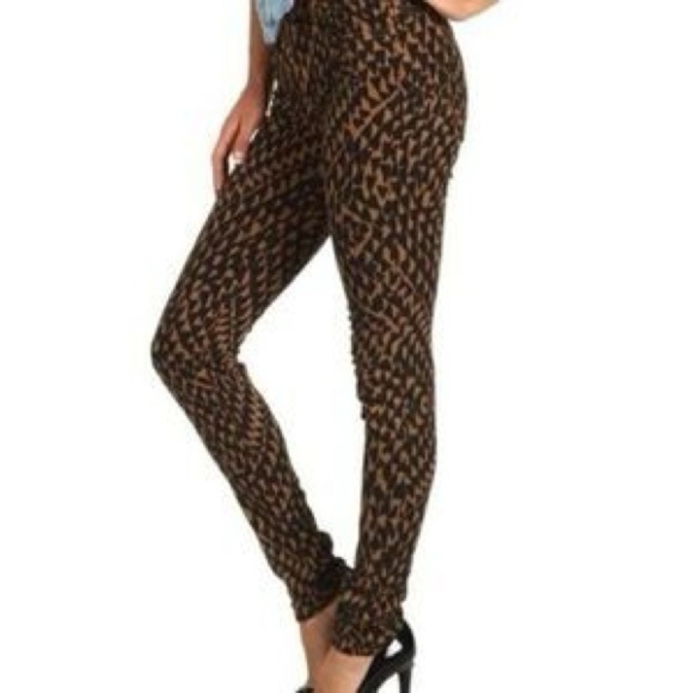 Joe's Jeans Wild Print Skinny Jeans Brown Black Print Mid Rise Size 28